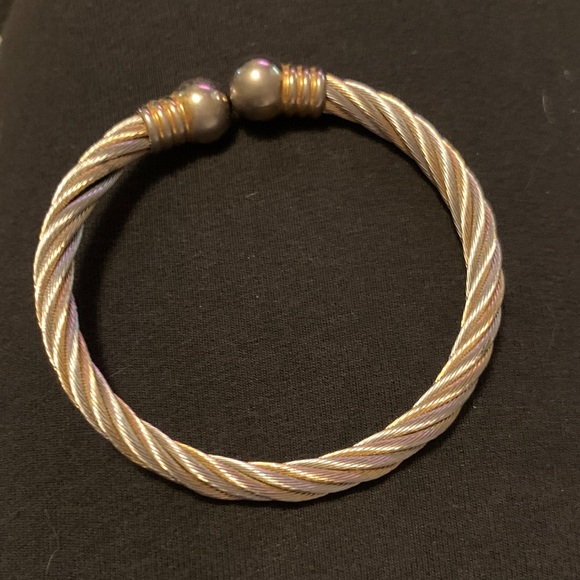 Elegant Twisted Bracelet by Source Unknown in Silver and Gold Tones - Picture 1 of 4